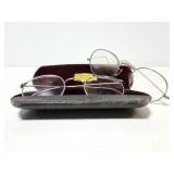 Two pairs of vintage spectacles w/ a case