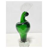 Green art glass parrot
