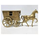 Brass horse and carriage candy dish