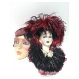 Two wall art porcelain faces