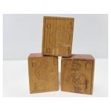 Three vintage wood ABC blocks