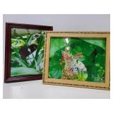 Two framed photos of butterflies