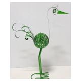 Green metal bird garden art