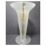 Frosted glass vase with gold strips