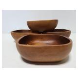 Set of 4 Teak wood bowls