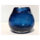 Blue art glass vase