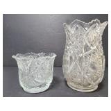 Two cut glass vases