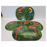 Set of 4 hard Parrot themed place mats