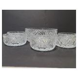Heavy cut glass bowl set