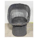 Grey painted wicker bucket chair