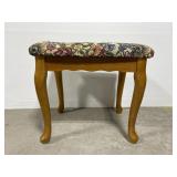 Vintage wood floral cushion vanity bench