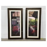 Lot of 2 framed original greenhouse paintings