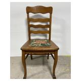 Antique wood claw foot side chair w/cushion