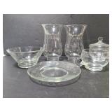 Assorted matching etched glass pieces