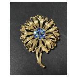 Vintage jeweled flower bloom brooch