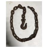 4 ft length of old heavy chain w/ hook