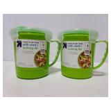 Two meal to go mugs w/ locking lid & vent green