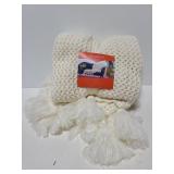 New Opal house tasel trim throw white