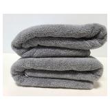 Two grey bath towels