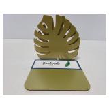 Set of metal palm leaf bookends, gold