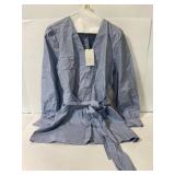 A new day blue belted button front shirt