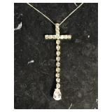 Sterling silver teardrop cross pendant on chain