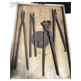 Old rusty blacksmith forge tools