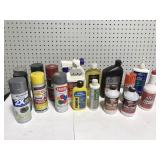 Large assortment of essential garage fluids