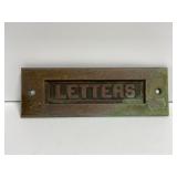 Vintage cast metal letter mail slot plaque