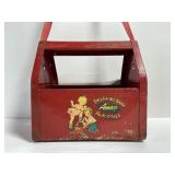 Vintage red metal kiddie shu-shine bank