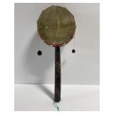 Antique carved wooden hand drum