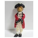 Small stiff macrame soldier doll figure