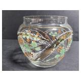 Handpainted glass jar, no lid