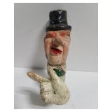 Vintage caricature man in bowler hat stopper cork