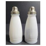 Vintage milk glass salt/ pepper shakers