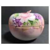 Lefton porcelain apple floral painted sugar bowl