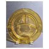 Amber glass divided childs plate
