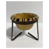 Vintage pottery bowl w/ metal stand