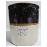Old 2 gallon two-tone blue star stamp crock
