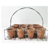 Metal flower pot basket, w/ 12 pots