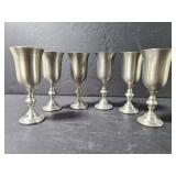 Set of 6 Oneida Heirloom Pewter tiny goblets