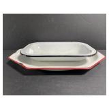Lot of 2 vintage enameled metal pans