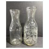 Lot of 2 vintage glass wine decanters