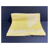 Yellow checkered embroidered tablecloth