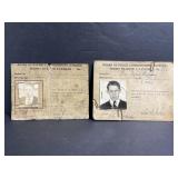 Pair of antique taxi cab drivers permits