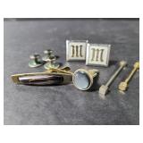 Vintage cuff links, tie clips and more