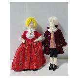 Two fabric colomial style dolls