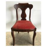 Vintage elegant wood chair w/ red upholstered seat
