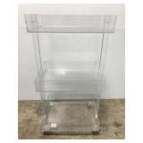 Rolling acrylic three tiered rolling cart