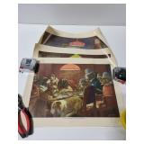 Three dogs playing poker prints